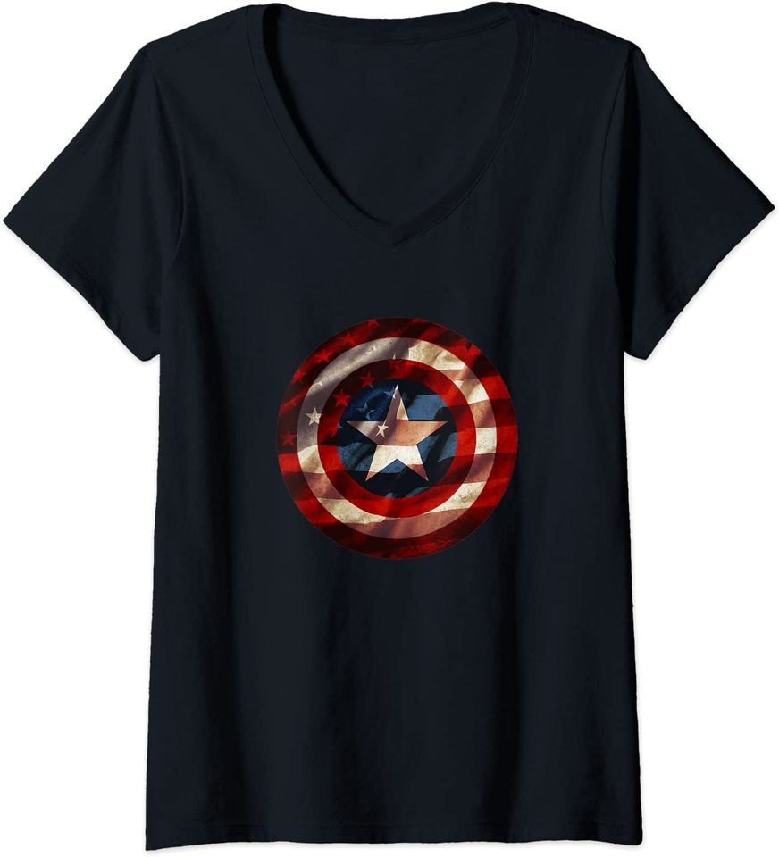 Discover T-shirt para Mulher Marvel Captain America Decote em V