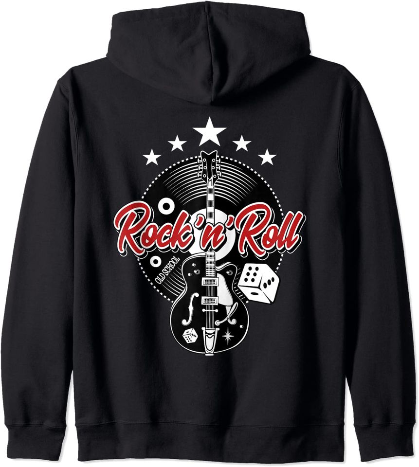 Discover Hoodie Unissexo com Rock And Roll e Guitarra