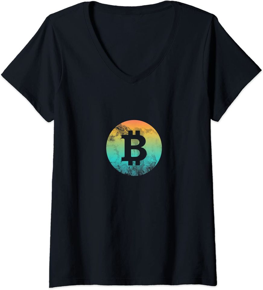 Discover T-shirt para Mulher Bitcoin e Cripto Decote em V