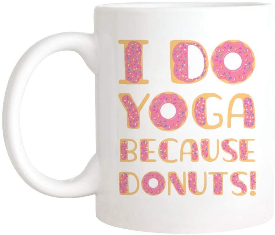 Discover Caneca de Cerâmica Clássica I Do Yoga Because Donuts