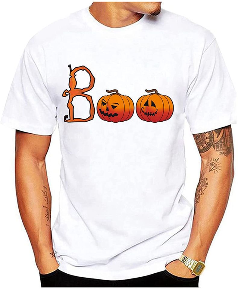 Discover T-shirt para Homem Boo Abóbora Fantasma Halloween