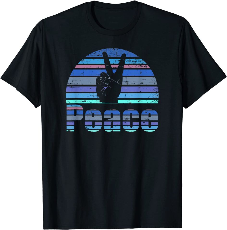 Discover T-shirt Unissexo Manga Curta Estilo Retrô Peace