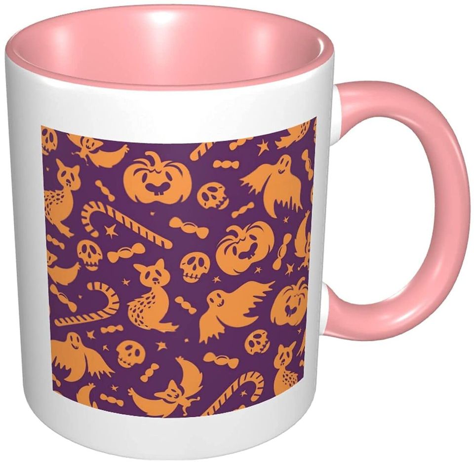 Discover Caneca de Cerâmica com Cor Interna Halloween Cat Boo Halloween 325ml