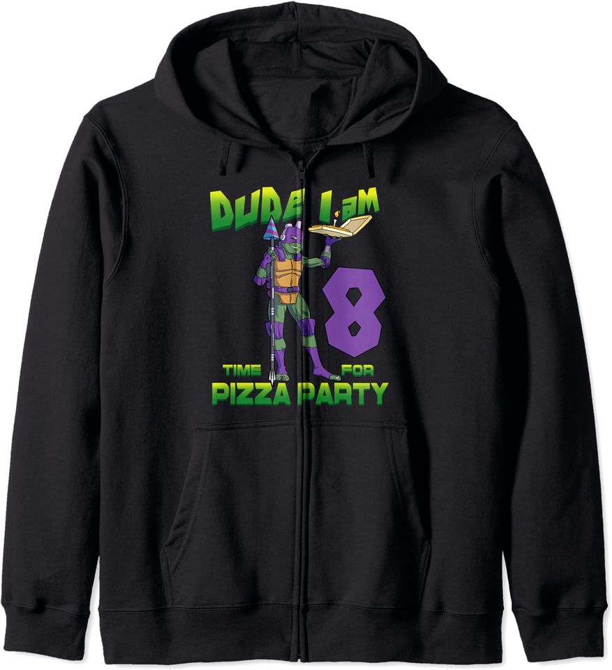 Discover Hoodie Unissexo com Fecho-Éclair Tartaruga Ninja Festa de Pizza Presente de Aniversário de 8 Anos