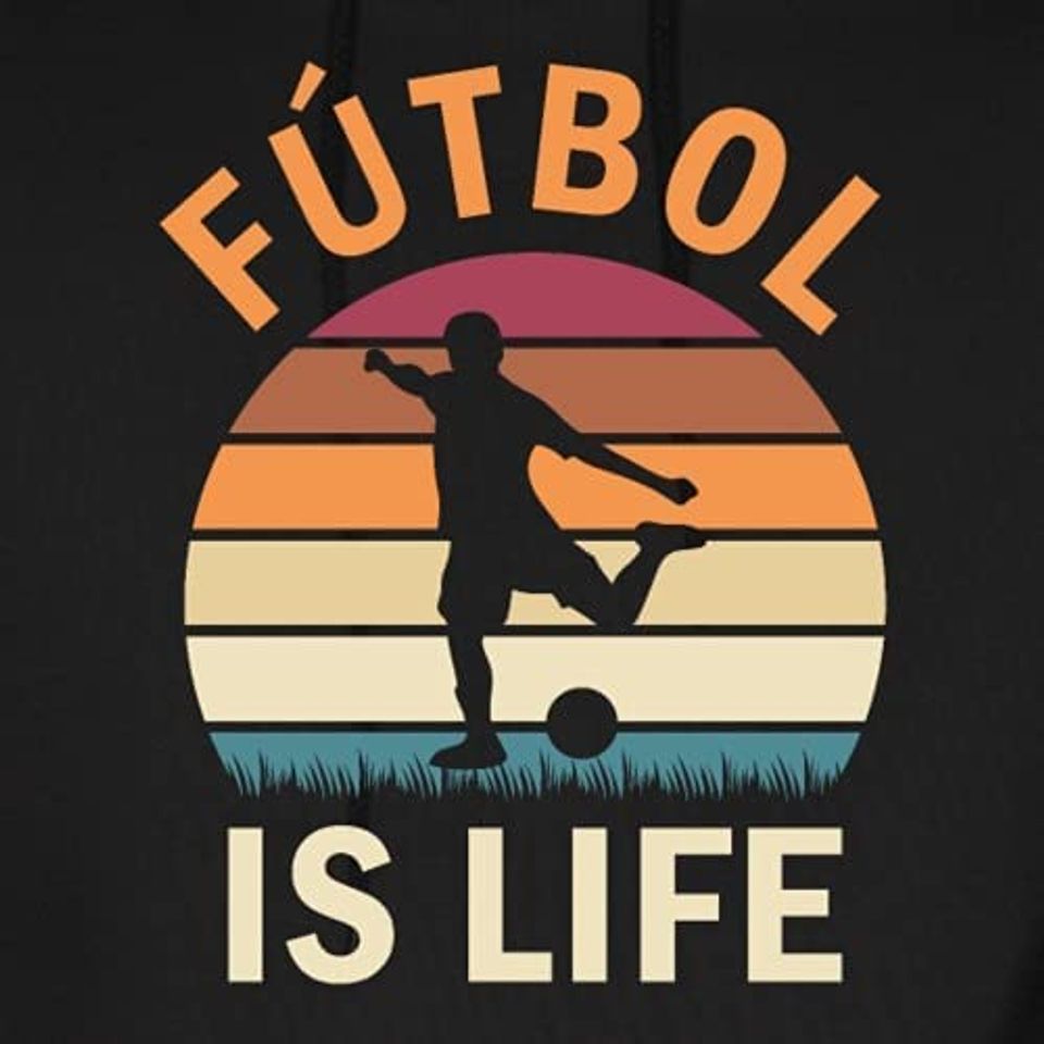 Discover Spreadshirt Futbol Is Life Soccer Lover Vintage Sunset Pullover Hoodie