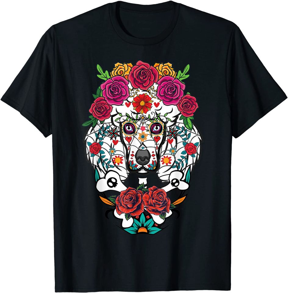 Discover Dia dos Mortos Açúcar Cão | T-Shirt Camiseta Manga Curta para Homem e Mulher