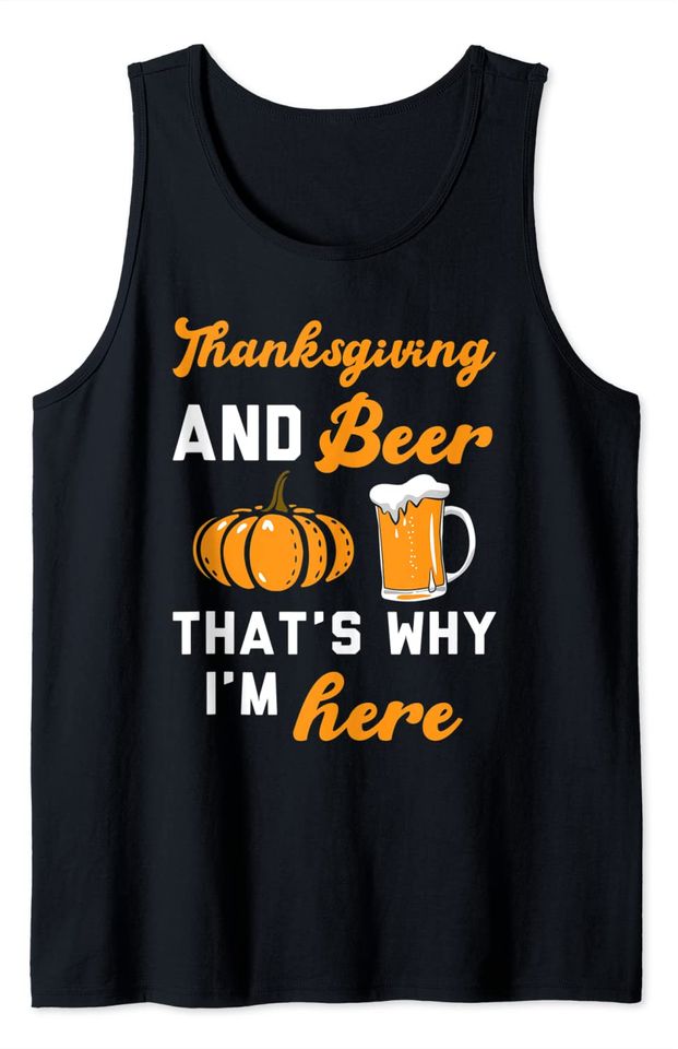 Discover T shirt Camisola sem Mangas para Homem e Mulher Presente para O Dia de Ação de Graças Abóbora e Cerveja