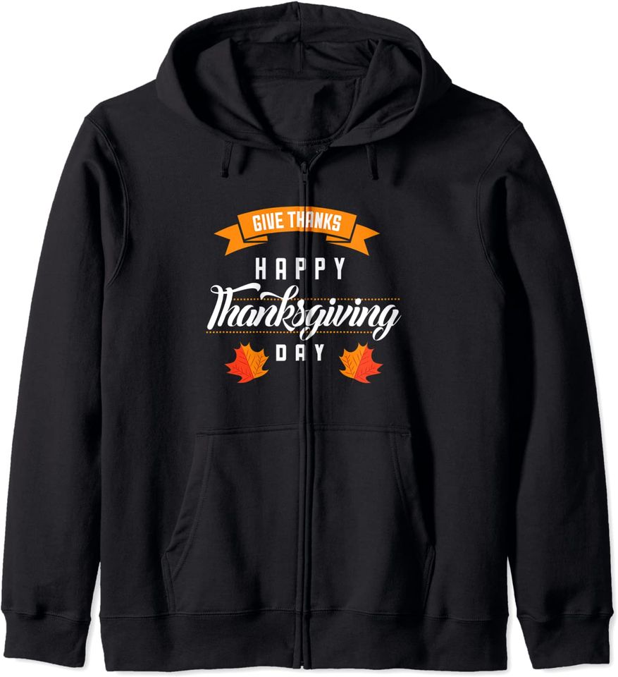 Discover Hoodie Sweatshirt com Capuz e Fecho-éclair Unissexo Happy Thanksgiving Presente de Outono