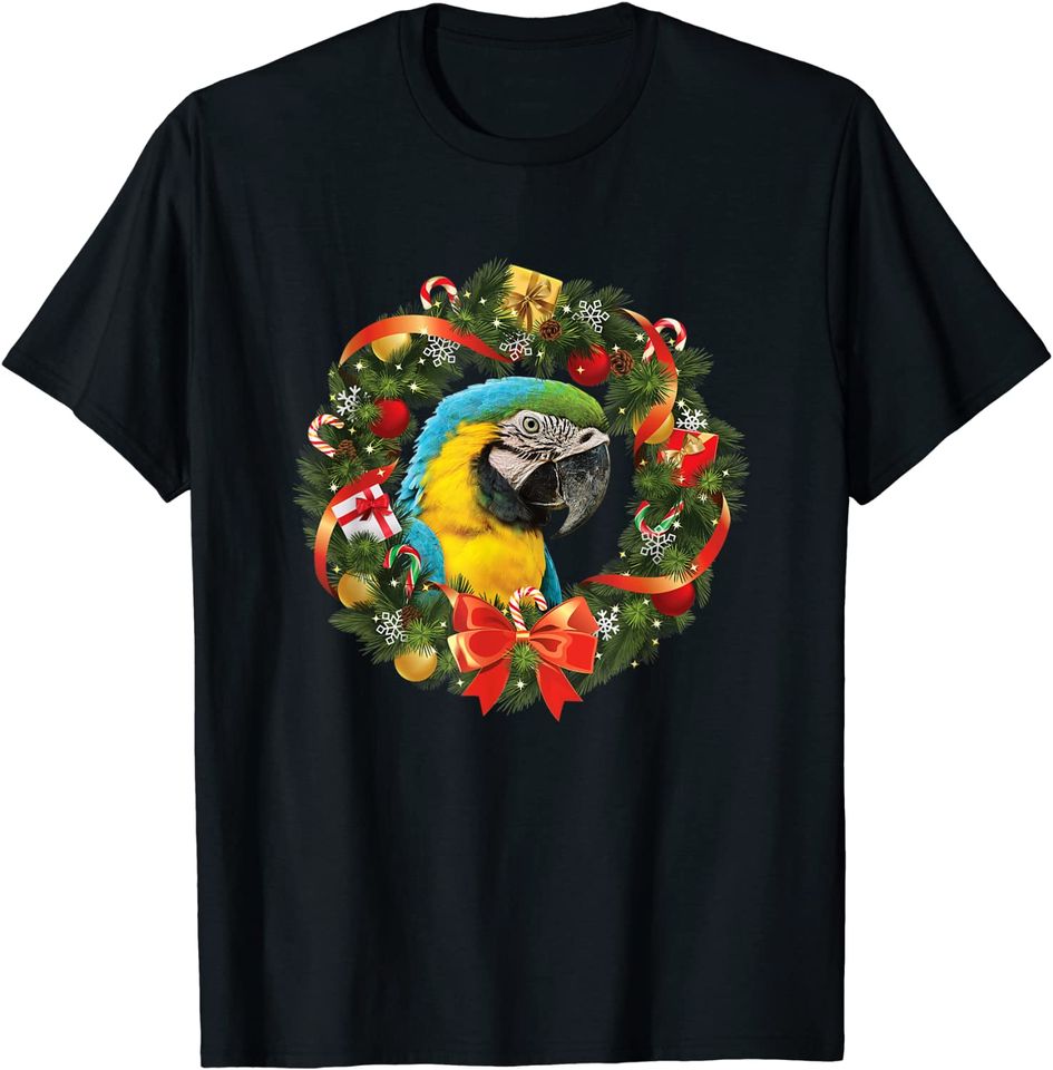 Discover T-shirt Guirnalda de Natal Azul E Dourado Do Papagaio