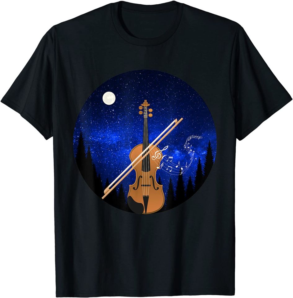Discover T-shirt Camisete Manga Curta Unissexo Violino Na Noite