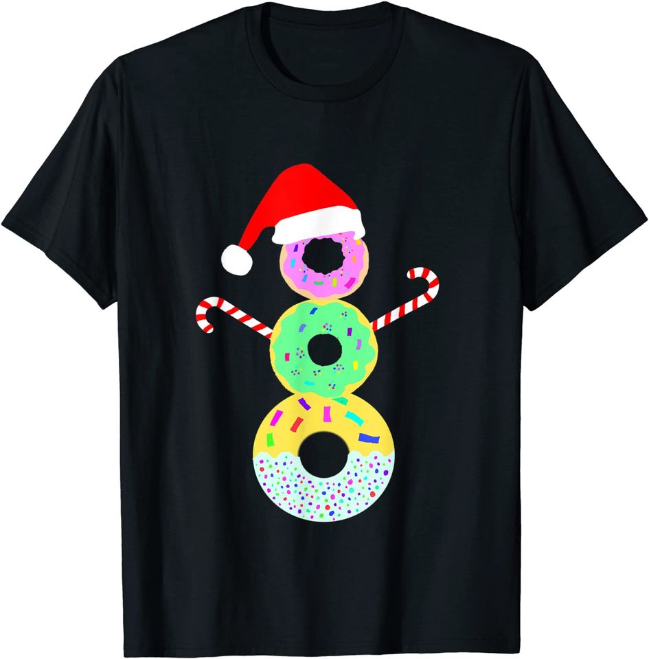 Discover T-shirt Camisola Manga Curta para Homem e Mulher Donut Boneco de Neve