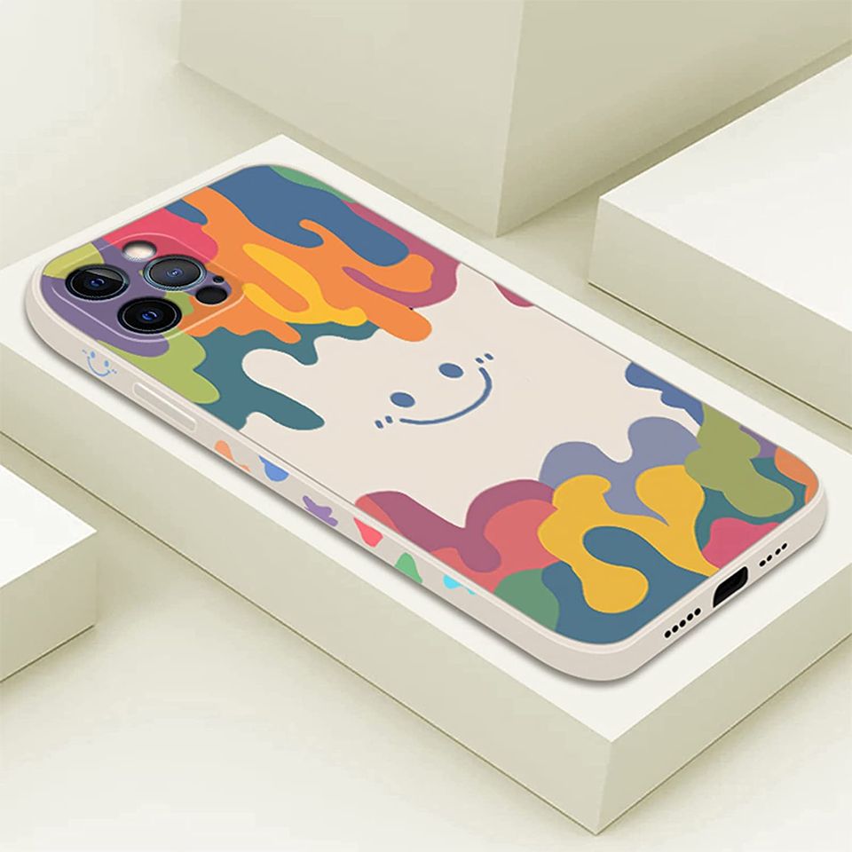 Discover Capa de Telemóvel Iphone Emoji Feliz Decoração com Aquarela Colorida