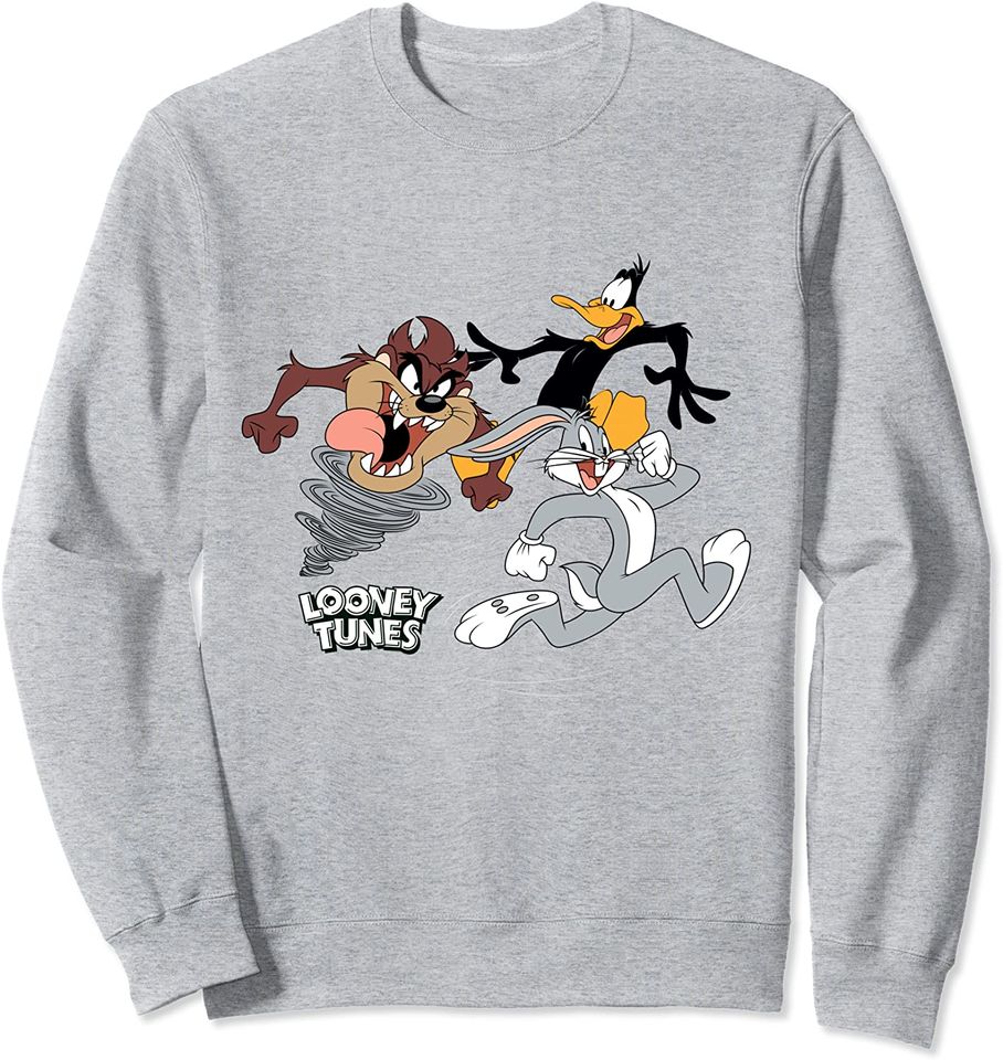 Discover Suéter Sweatshirt Looney Tunes Trio Bugs Daffy Taz