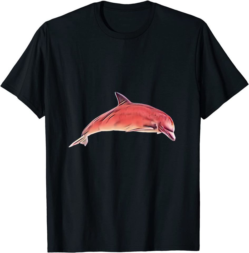 Discover T-shirt Masculino Feminino Estilo Retrô Golfinho Cor-de-rosa