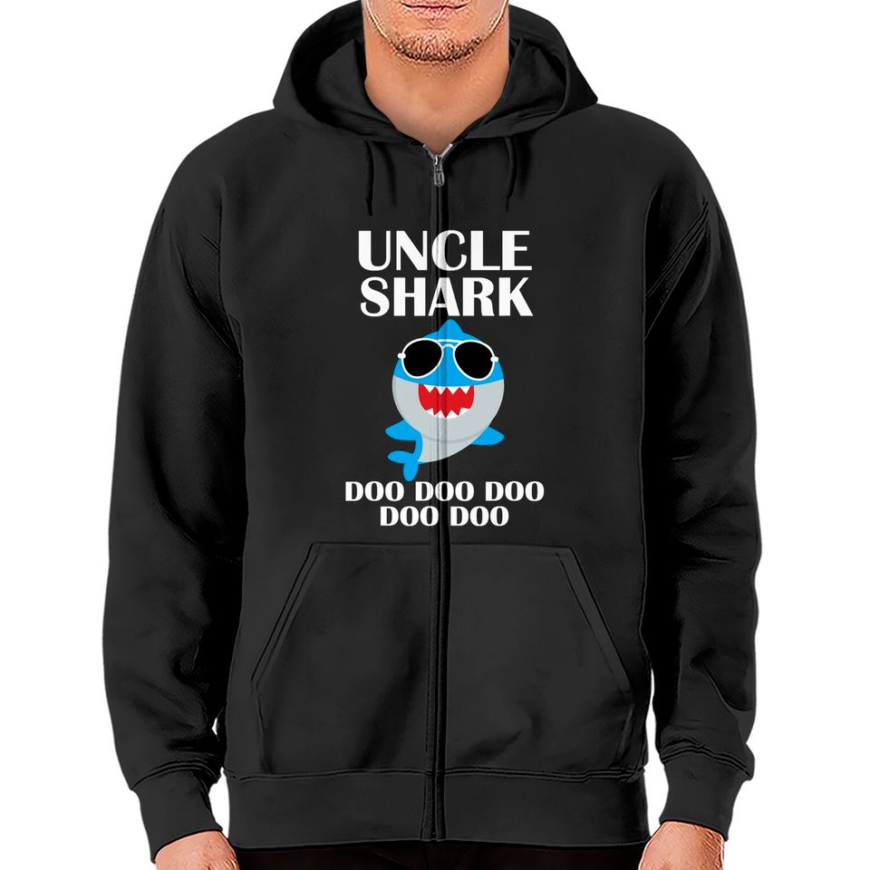 Discover Hoodies com Fecho-éclair Unissexo Uncle Shark Doo Doo Doo Presente para o Tio
