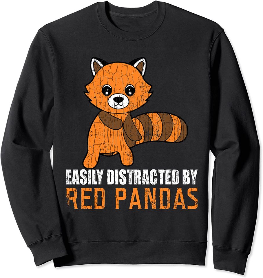 Discover Suéter Sweatshirt Gráfico Engraçado Do Animal Do Panda Facilmente Distraído Com O Moletom Dos Pandas Vermelhos