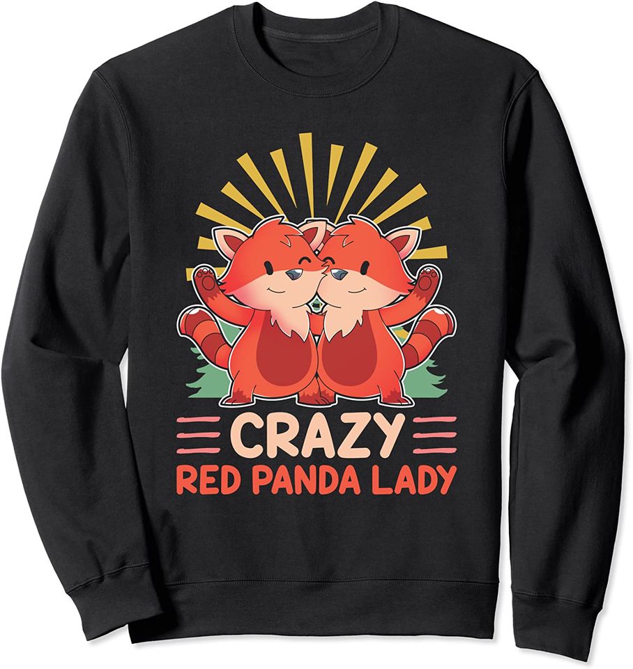 Discover Suéter Sweatshirt Amante De Animales Lindo Fofas Meninas Panda Vermelho Louco