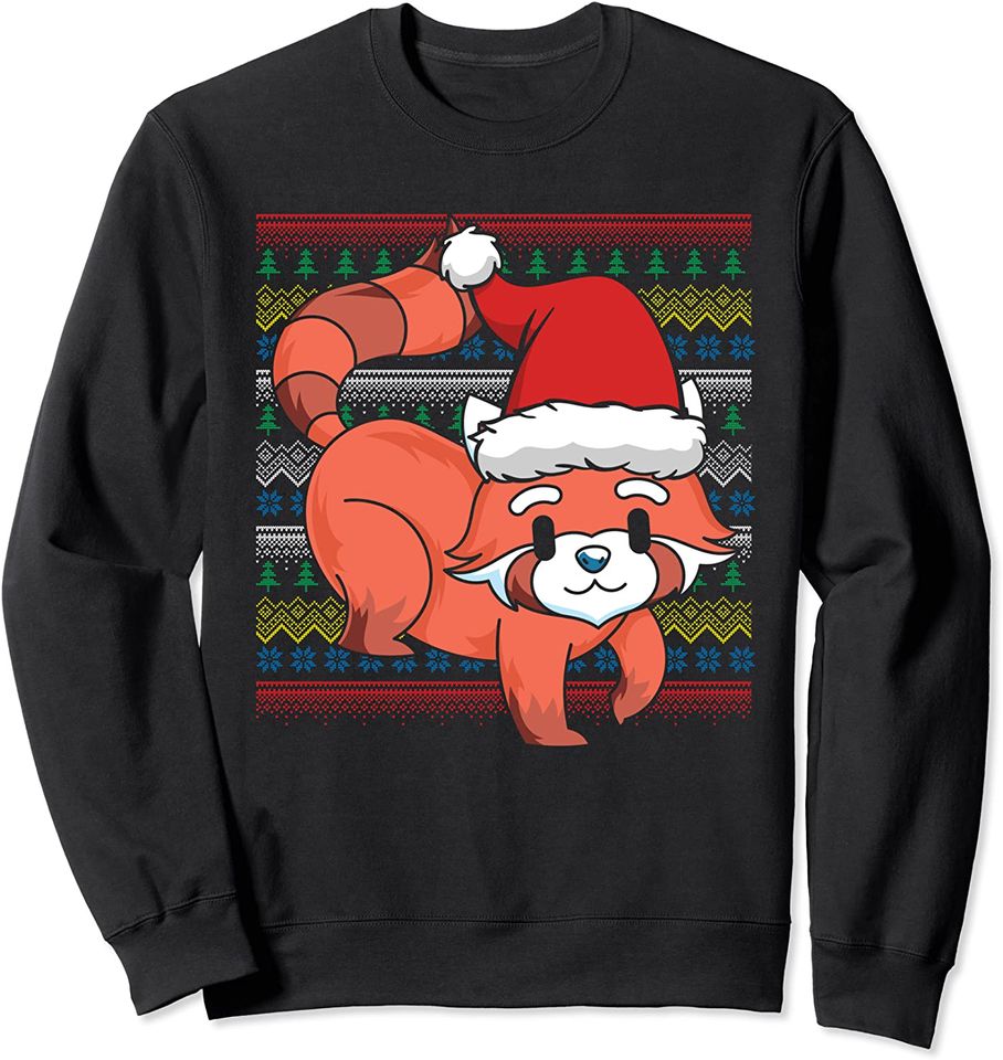 Discover Suéter Sweatshirt Do Panda Vermelho Feliz Natal Para Amantes De Animais Fofos De Natal Feio
