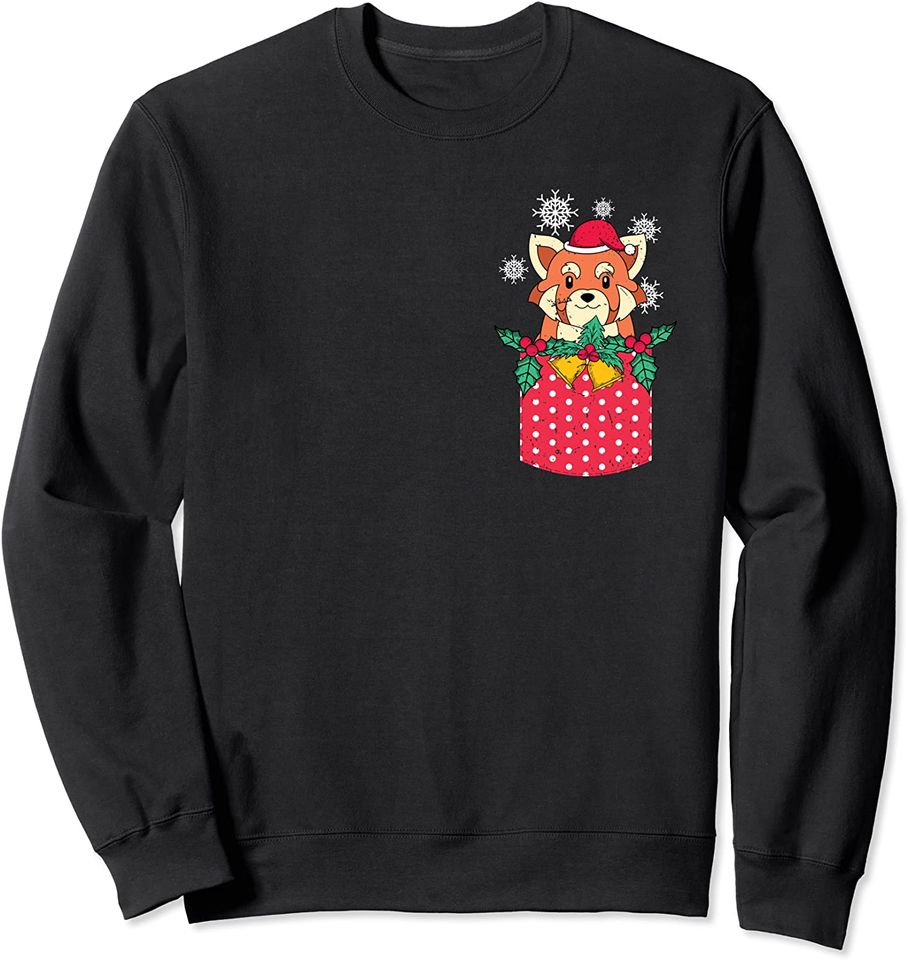 Discover Suéter Sweatshirt Feliz Natal Animal Fofo Natal Com Bolso Panda Vermelho