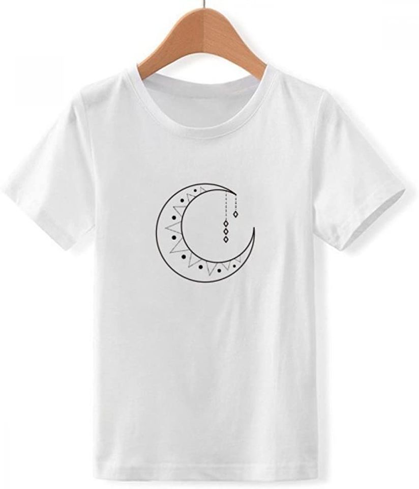 Discover T-Shirt Bonita Camiseta Manga Curta Para Homem Mulher Criança Lua e Estrelas
