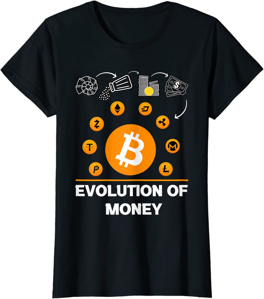 Discover Unissex T-shirt Camiseta para Homem e Mulher  Criptomoneda Bitcoin Litecoin Evolución