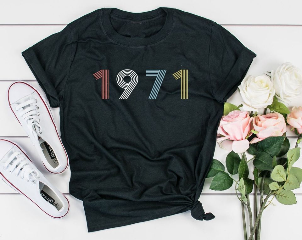 Discover T-shirt para Homem e Mulher Simples com Ano 1971 Presente de Aniversário