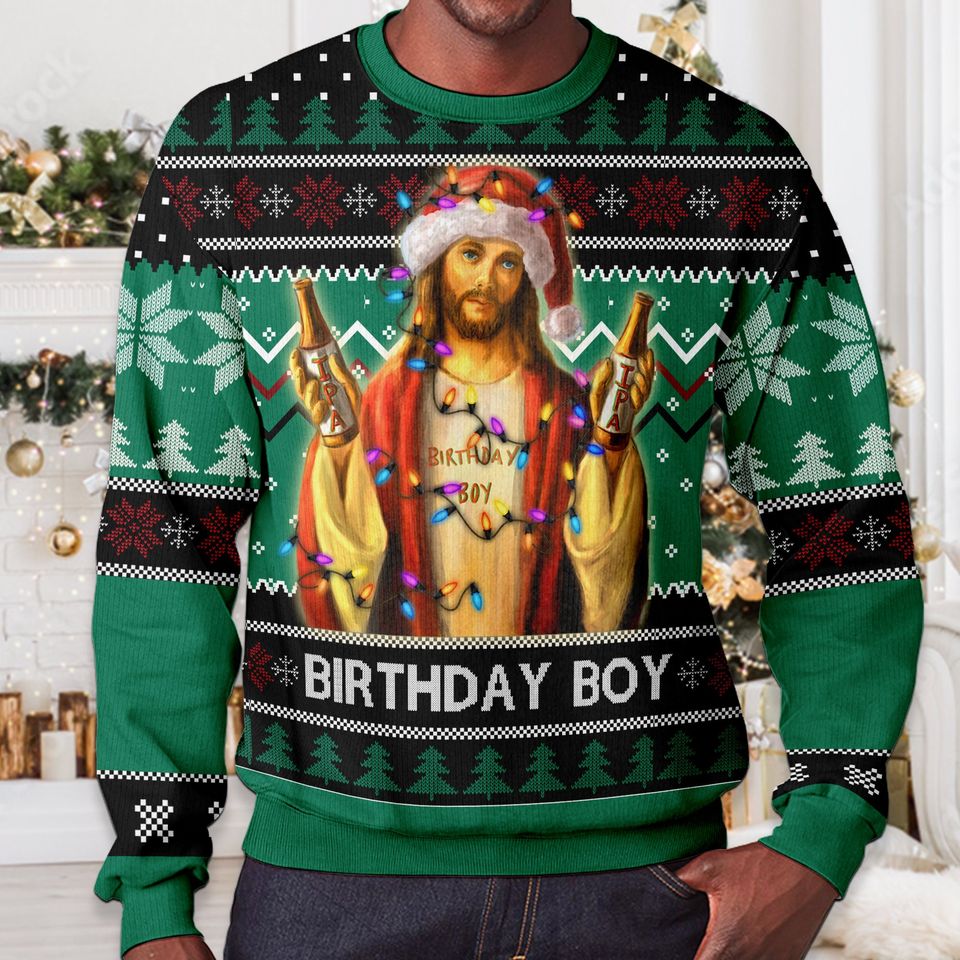 Discover Brzydki Świąteczny Sweter "Birthday Boy Jesus" Unisex