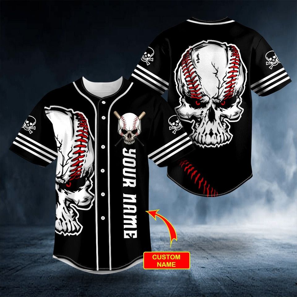 Black Skull Miller Lite Baseball Jersey