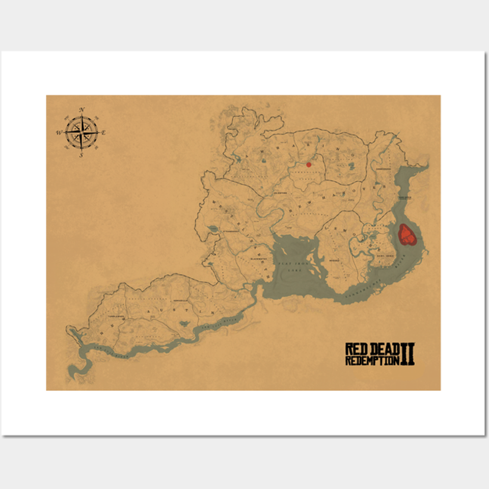 Full RDR2 Map Of The States Custom Print Map Video Game Map 