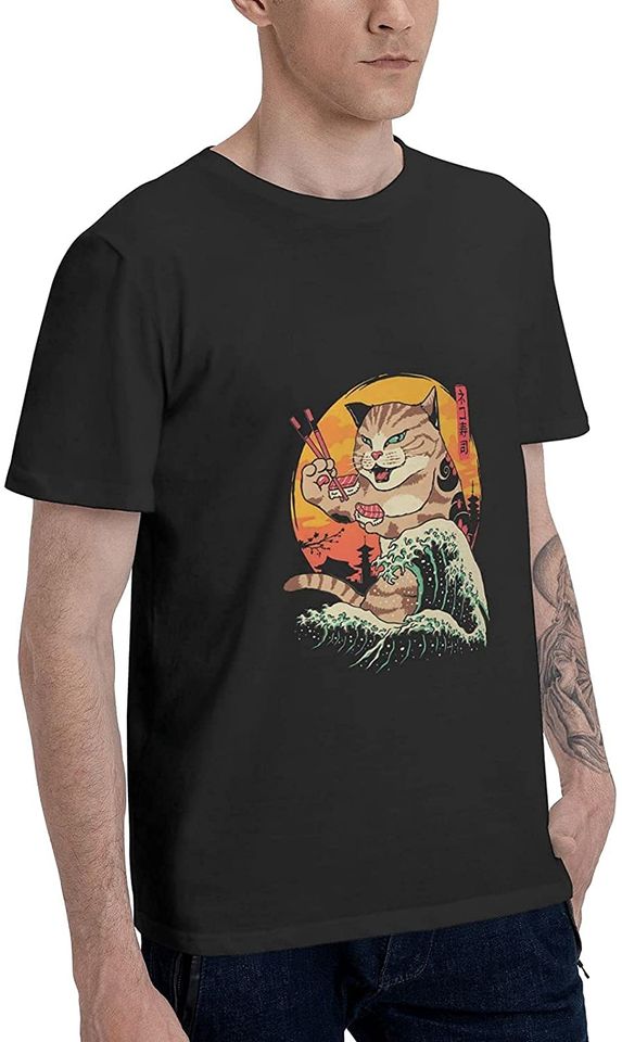 Discover T-shirt Unissexo Anime Gato e Sushi