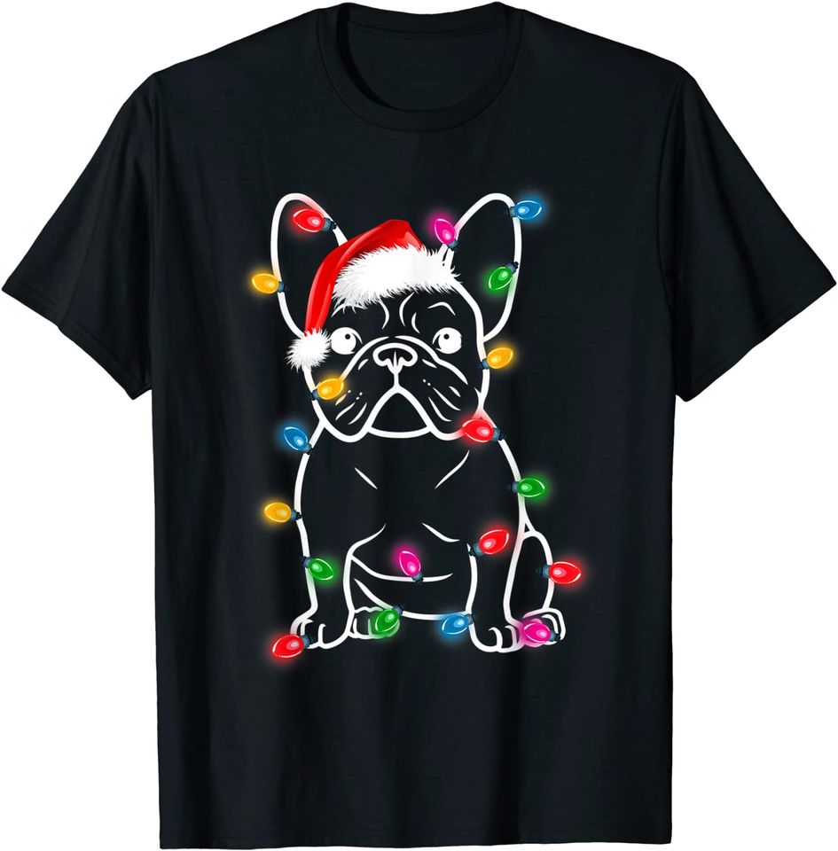 Discover Unissex T-Shirt Luzes de Natal Cão - Bulldog Francês