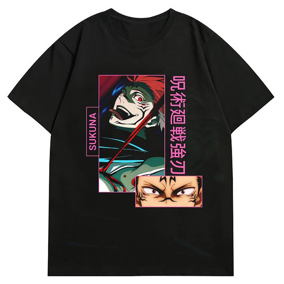 Discover T-Shirt Camiseta Manga Curta Jujutsu Kaisen Estampada con Estilo Deportivo