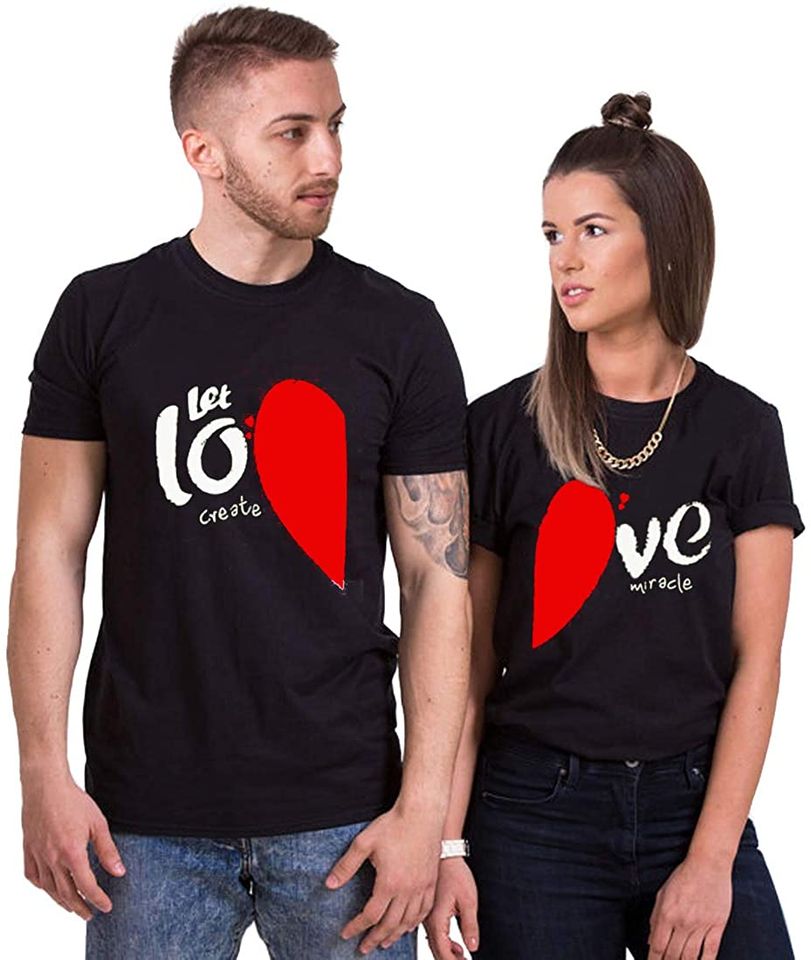 Discover Camisete de Casal com Coração de Vermelho Love